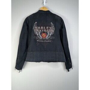 Harley-Davidson Canvas Jacket Sz M Wings Embroidery Water Resistant 97555-13VW